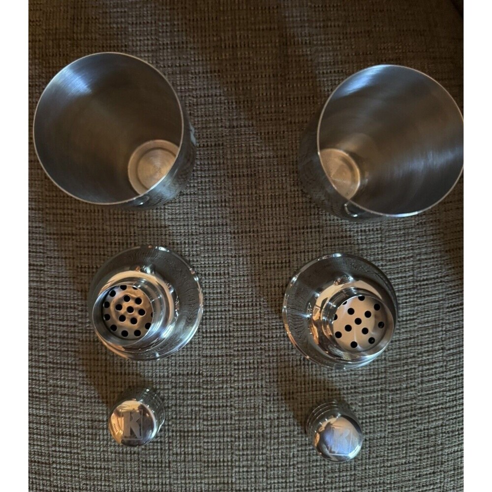 Chrome Cocktail Shakers Set of 2 Ketel One Vodka 18/8 Stainless Steel - Picture 2 of 5